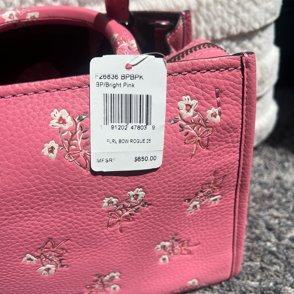 New with tags Coach Pink Satchel with Floral Accents - Picture 4 of 16